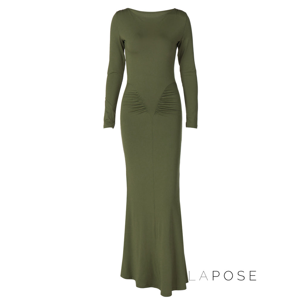 Mildred Pleated Long Sleeve Dress [50OQAA35]