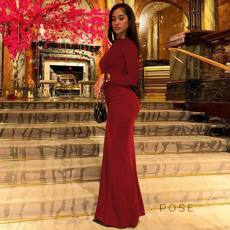 Mildred Pleated Long Sleeve Dress [8WTAAZFQ]