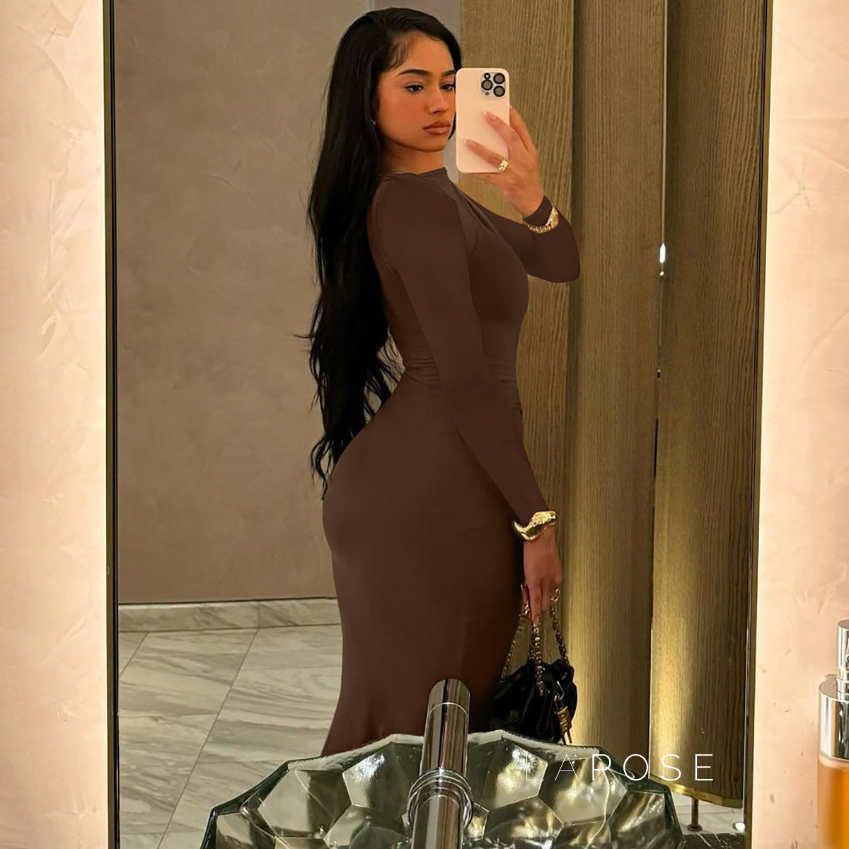 Mildred Pleated Long Sleeve Dress [N4YS4NWC]