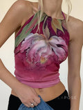 Mileena Smudged Floral Halter Top [ZFOELFHF]