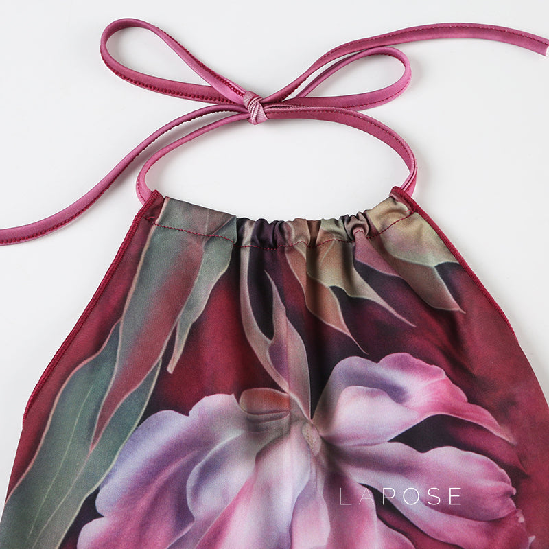 Mileena Smudged Floral Halter Top [P0VXW3M6]