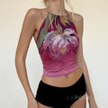 Mileena Smudged Floral Halter Top [ZXJIER21]