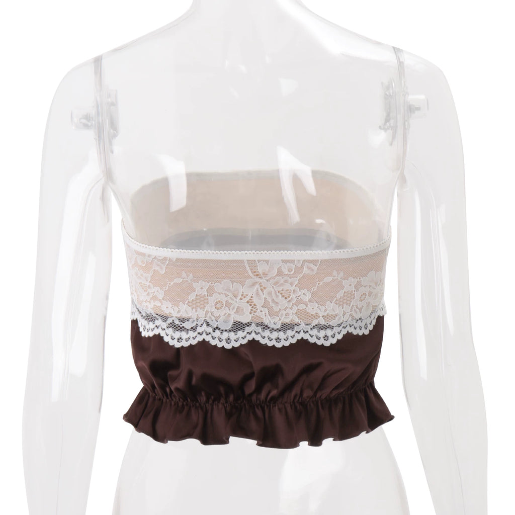 LaPose - Miliana Lace Trim Tube Top