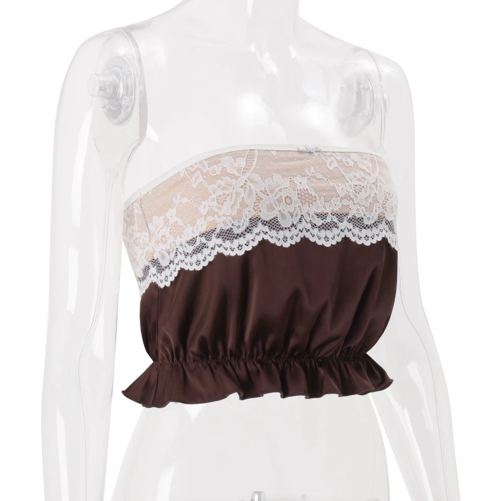 LaPose - Miliana Lace Trim Tube Top