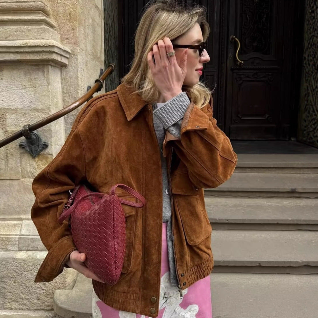 Miller Chic Wool Blend Bomber Jacket [F6H60XB6]