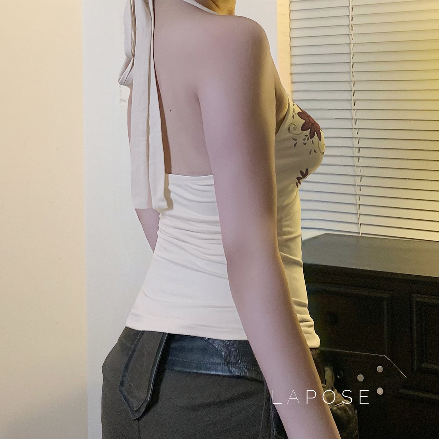 Minsa Floral Lace Halter Top [YSCF78AD]