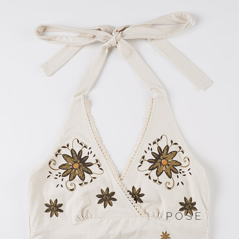 Minsa Floral Lace Halter Top [LRMFTNOB]