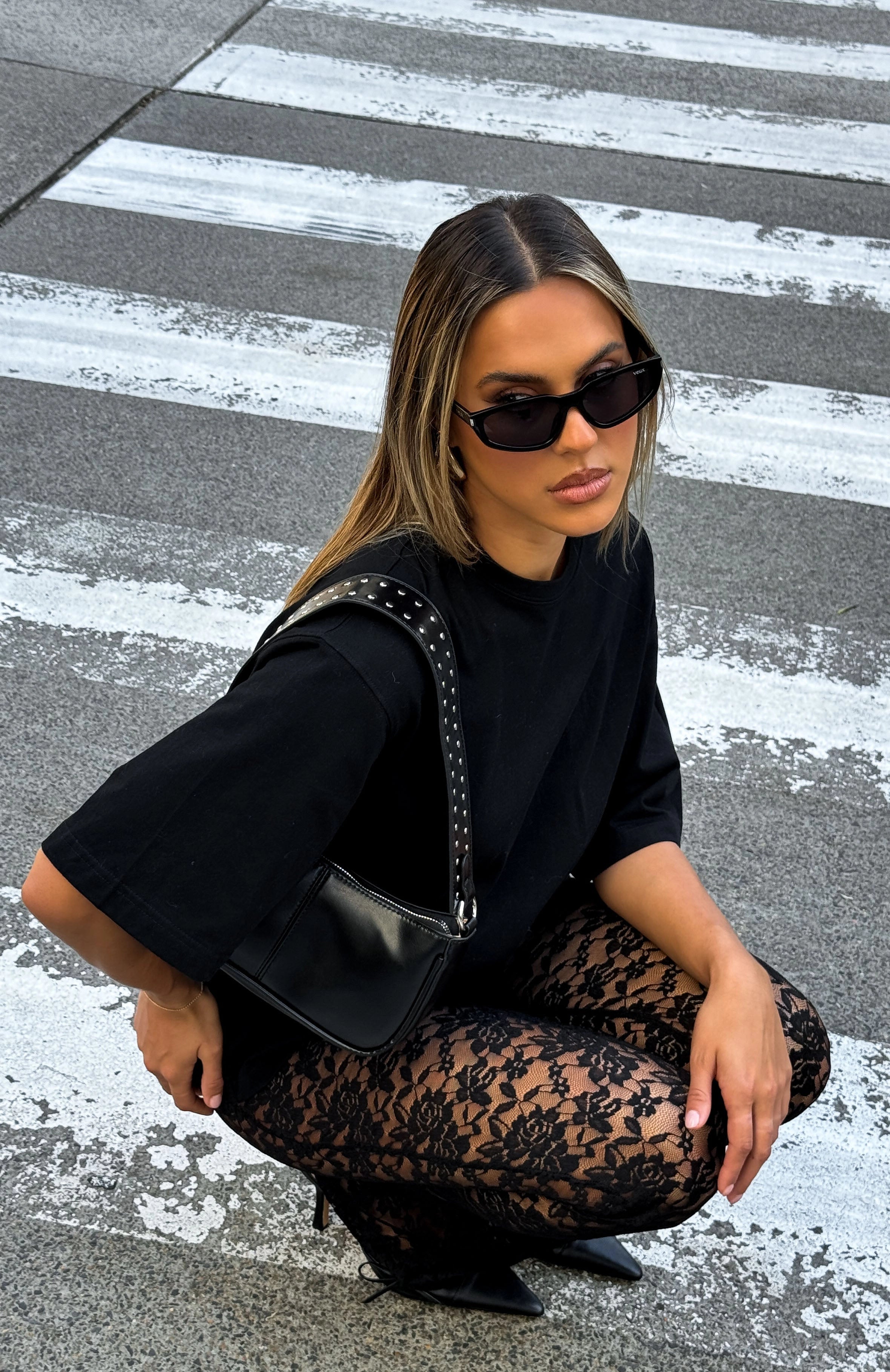 LaPose Miraya Sheer Lace Flare Pants