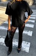LaPose Miraya Sheer Lace Flare Pants