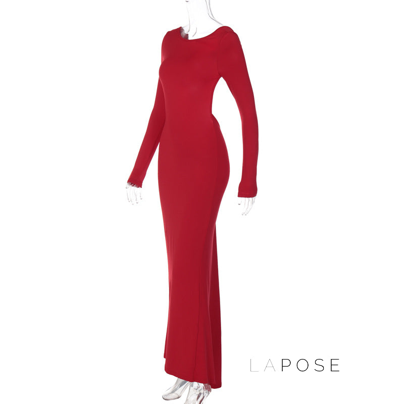 Mireille Backless Ruched Long Dress [AUXXFV7E]