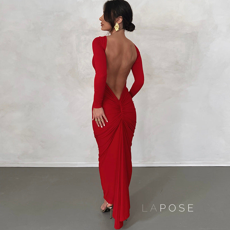 Mireille Backless Ruched Long Dress [5JWJLQLX]