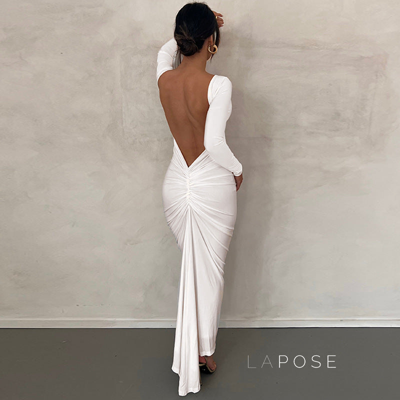 Mireille Backless Ruched Long Dress [2JKS8O51]