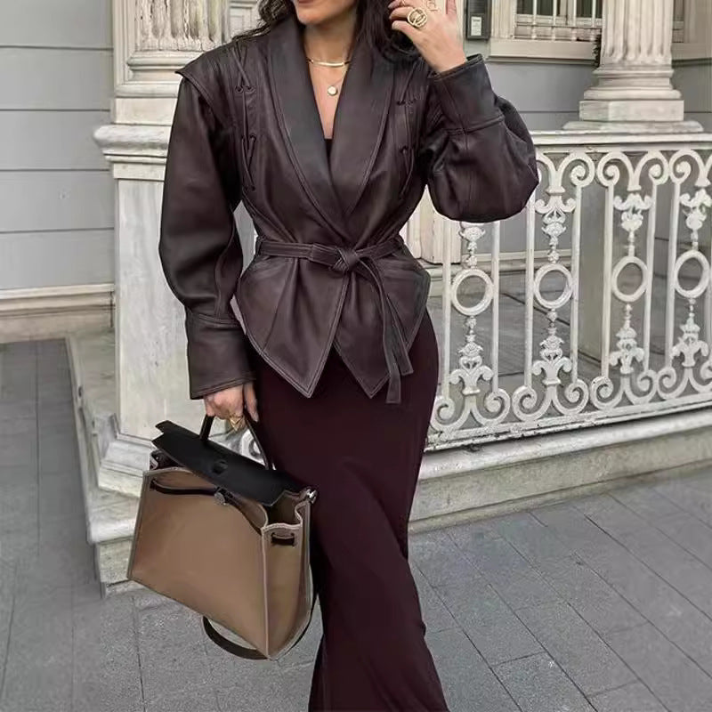 Mishika Crinkled Faux Leather Jacket [UXDYX5L0]