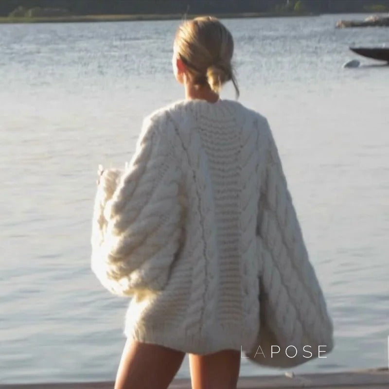 Miyanna Cable Knit Lantern Sweater [6QFGW9B0]