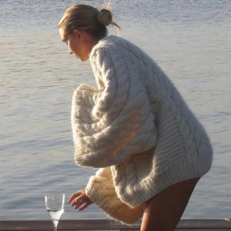 Miyanna Cable Knit Lantern Sweater [B05YJP6D]