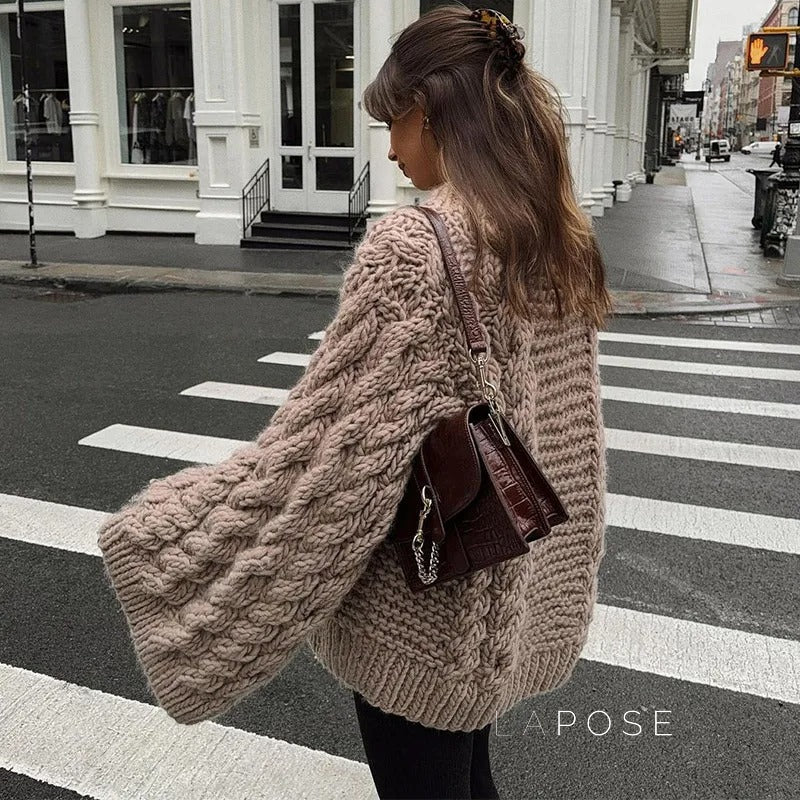 Miyanna Cable Knit Lantern Sweater [KA86ZZZB]