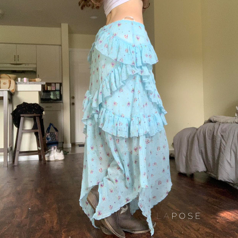 Moira Floral Ruffle Maxi Skirt