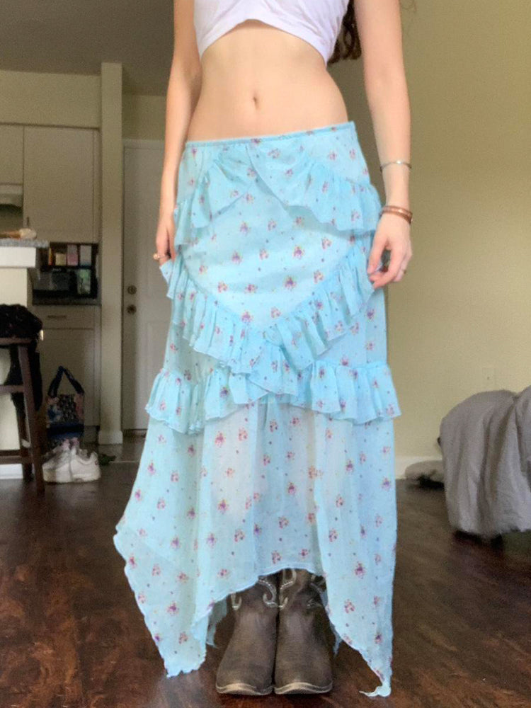 Moira Floral Ruffle Maxi Skirt