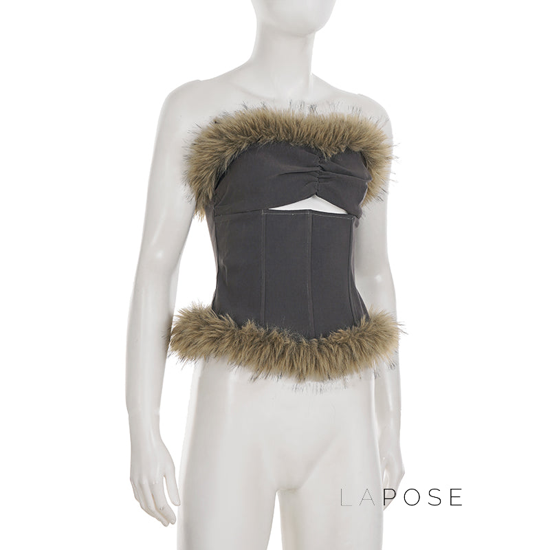 Montserrat Faux Fur Halter Top [2OZ8USMX]
