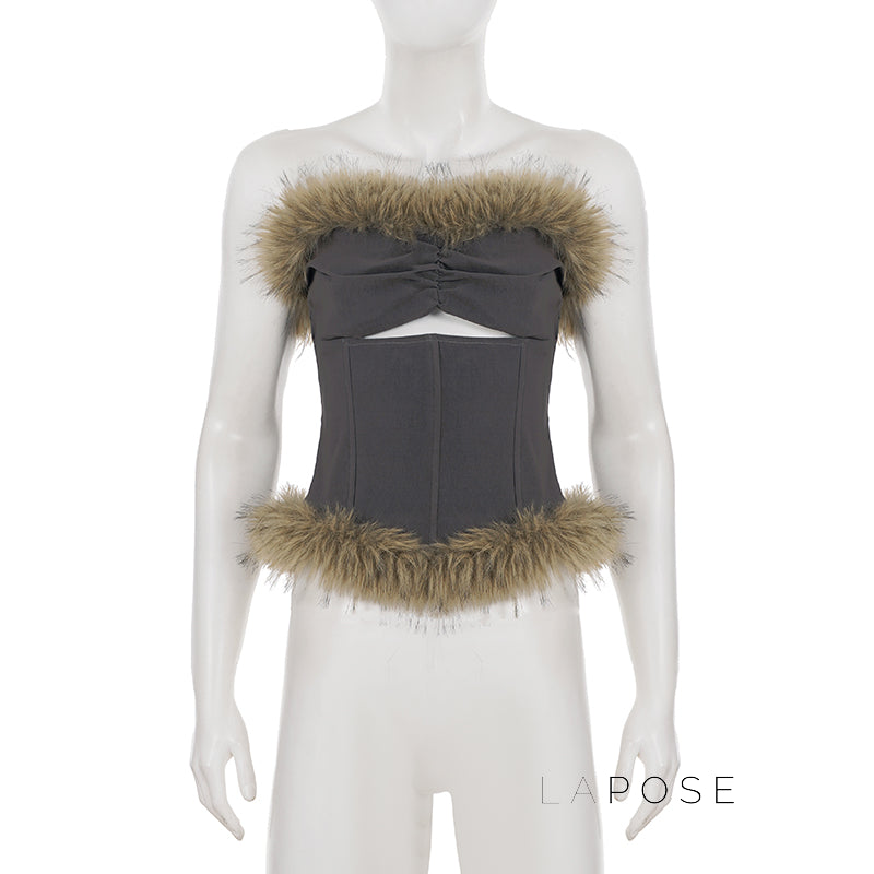Montserrat Faux Fur Halter Top [ATYOL9TD]