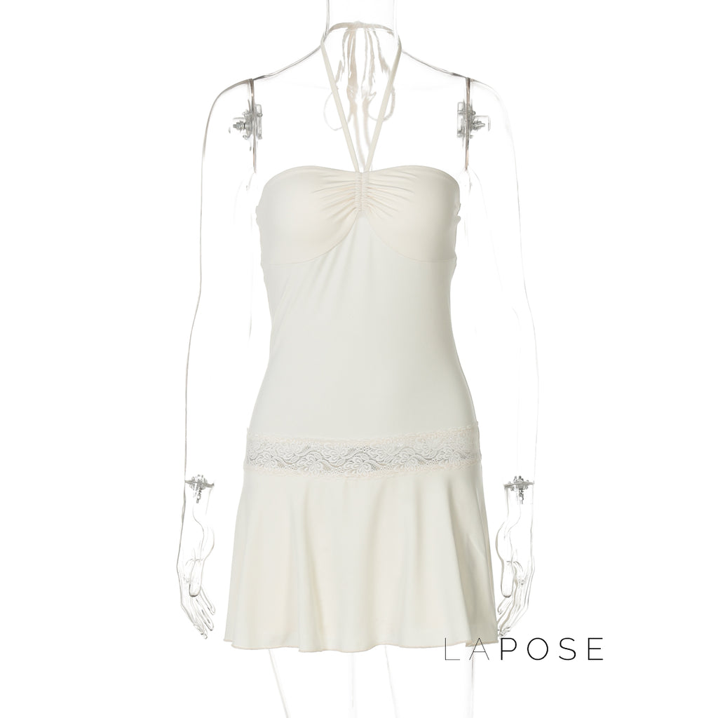 Mulan Lace Halter Mini Dress [KRAT3I28]