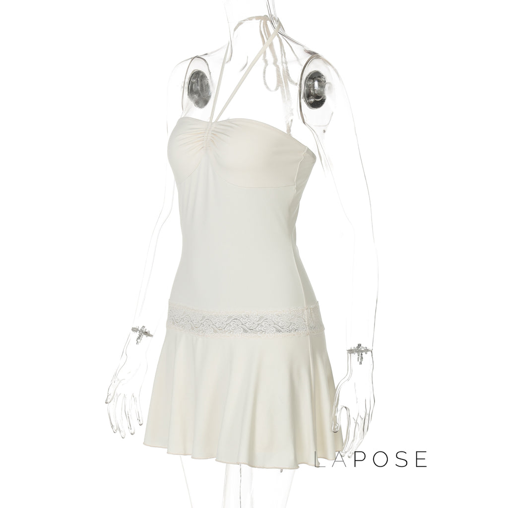 Mulan Lace Halter Mini Dress [DS1UEQOO]