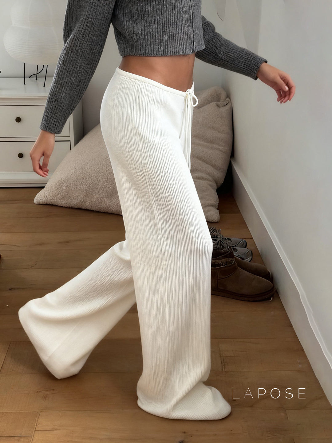Mumtaz Ribbed Wide-Leg Knit Pants [7R3FAG2L]