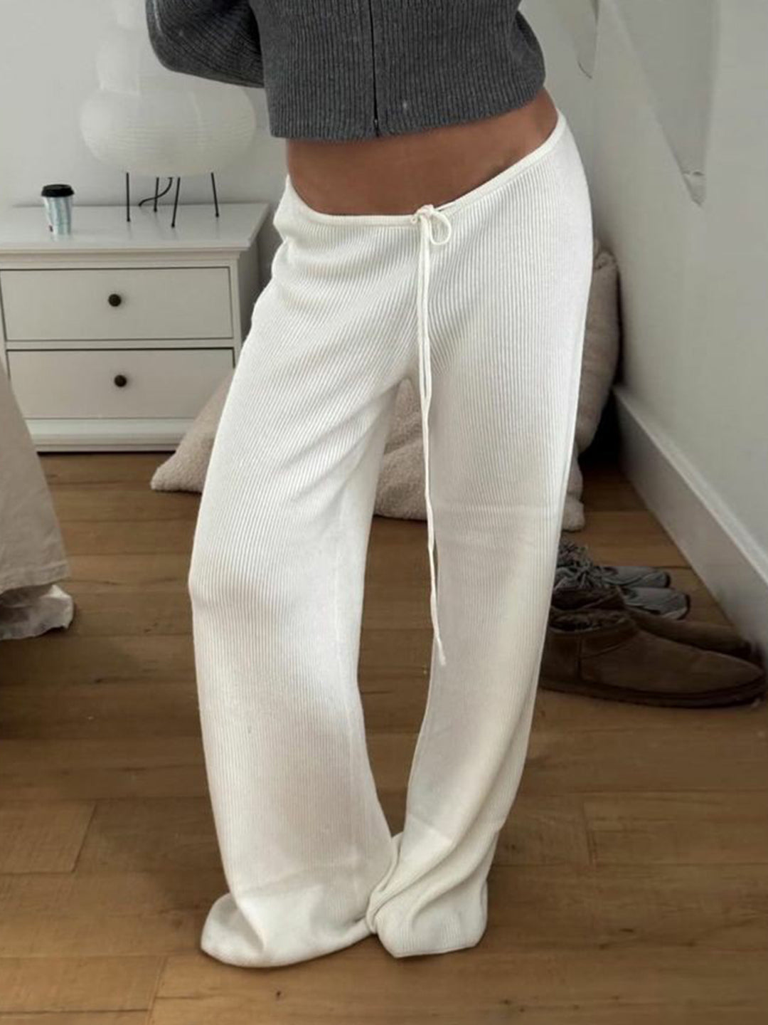 Mumtaz Ribbed Wide-Leg Knit Pants [T7FOGIL6]