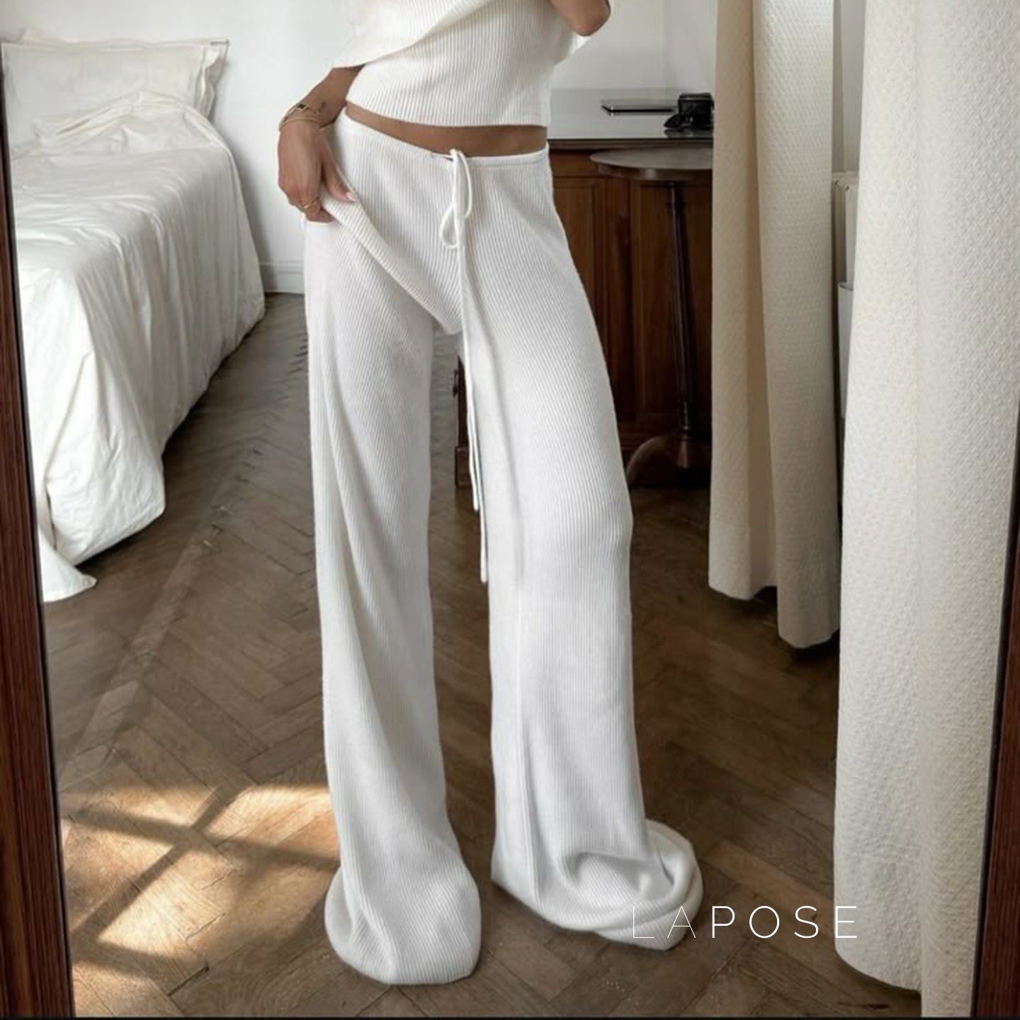 Mumtaz Ribbed Wide-Leg Knit Pants [5KUDBJ1Z]