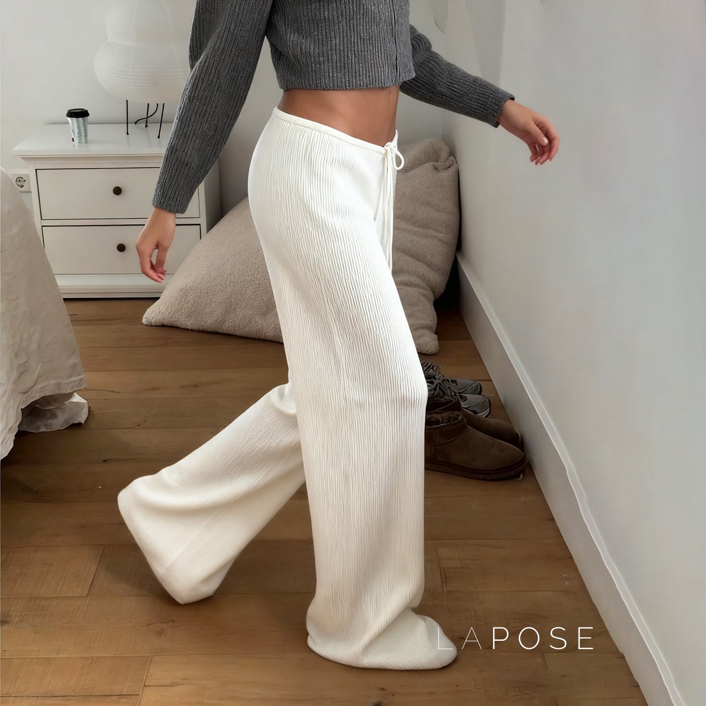 Mumtaz Ribbed Wide-Leg Knit Pants [XSAM8BGN]
