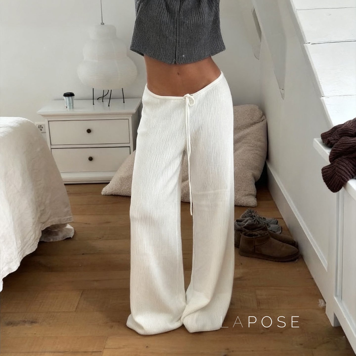 Mumtaz Ribbed Wide-Leg Knit Pants [6GA6TRO0]
