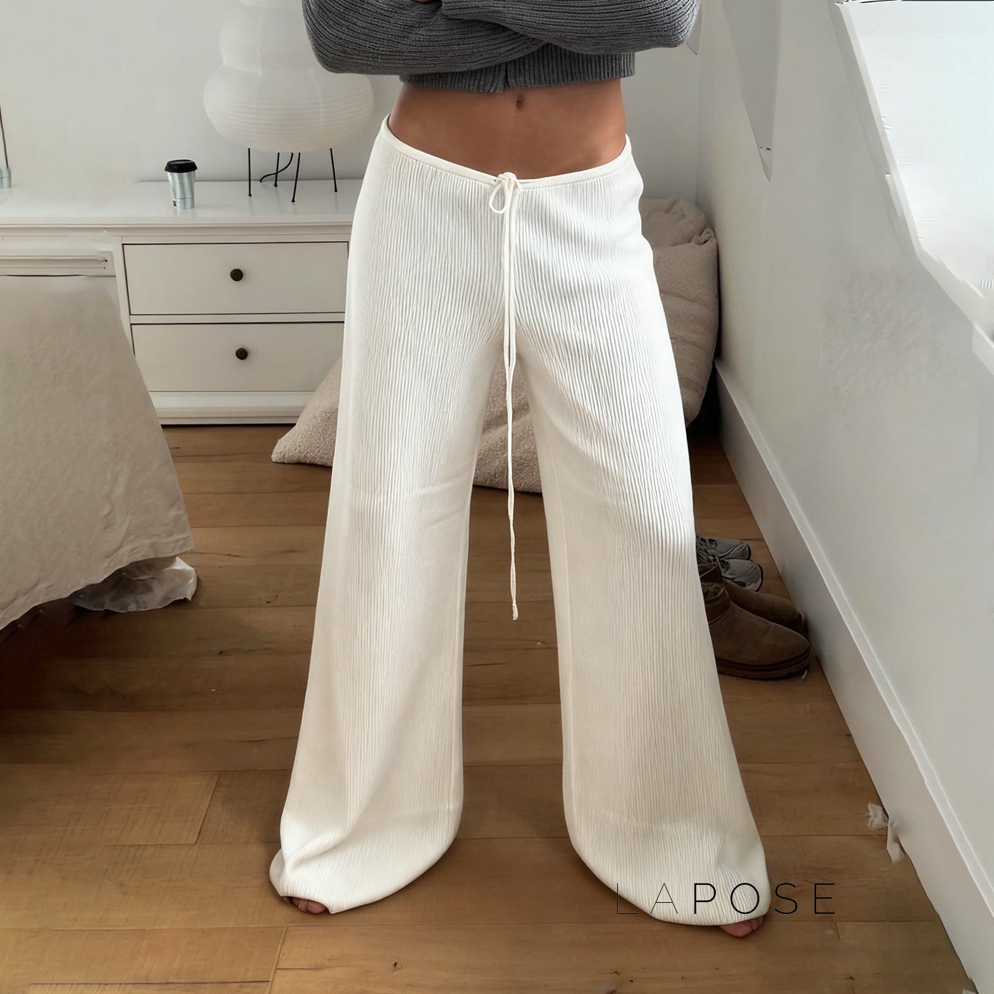 Mumtaz Ribbed Wide-Leg Knit Pants [FYODTDQQ]