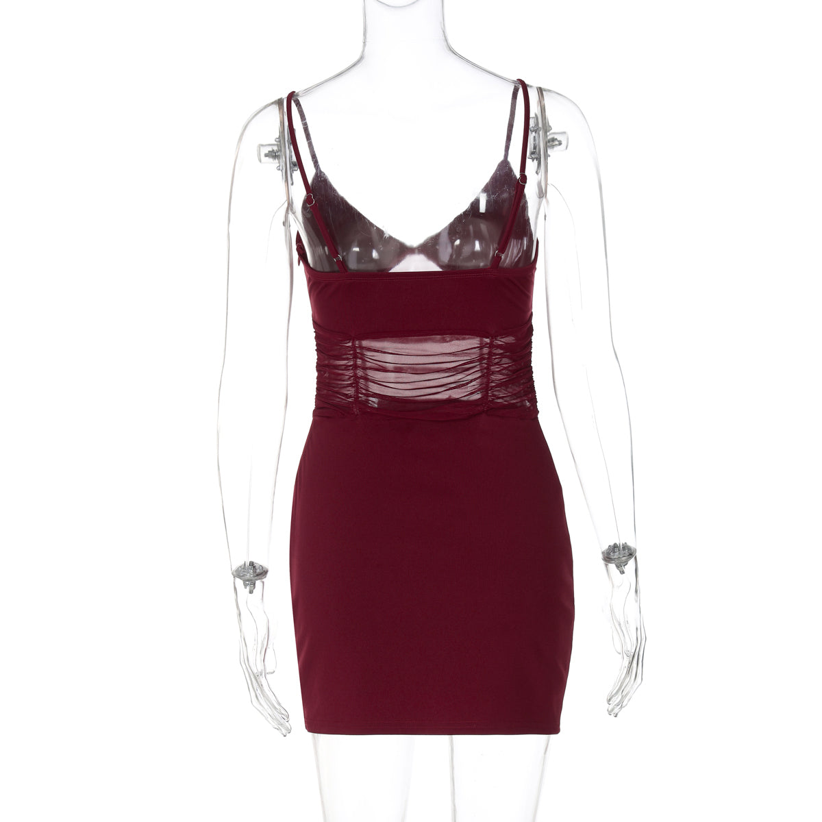 Mushka Mesh Ruched Midi Dress