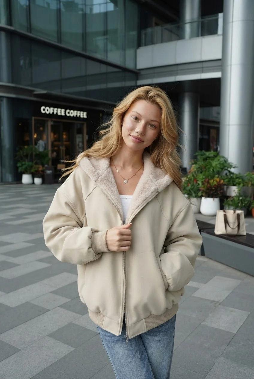 LaPose - Myonna Hooded Plush Zip Jacket