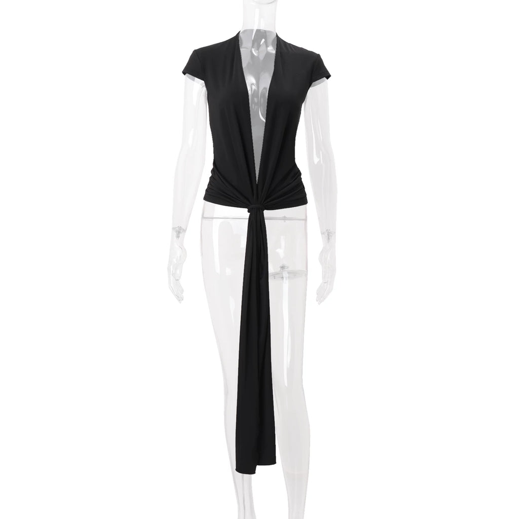 LaPose - Myra Plunging Tie-Front Top