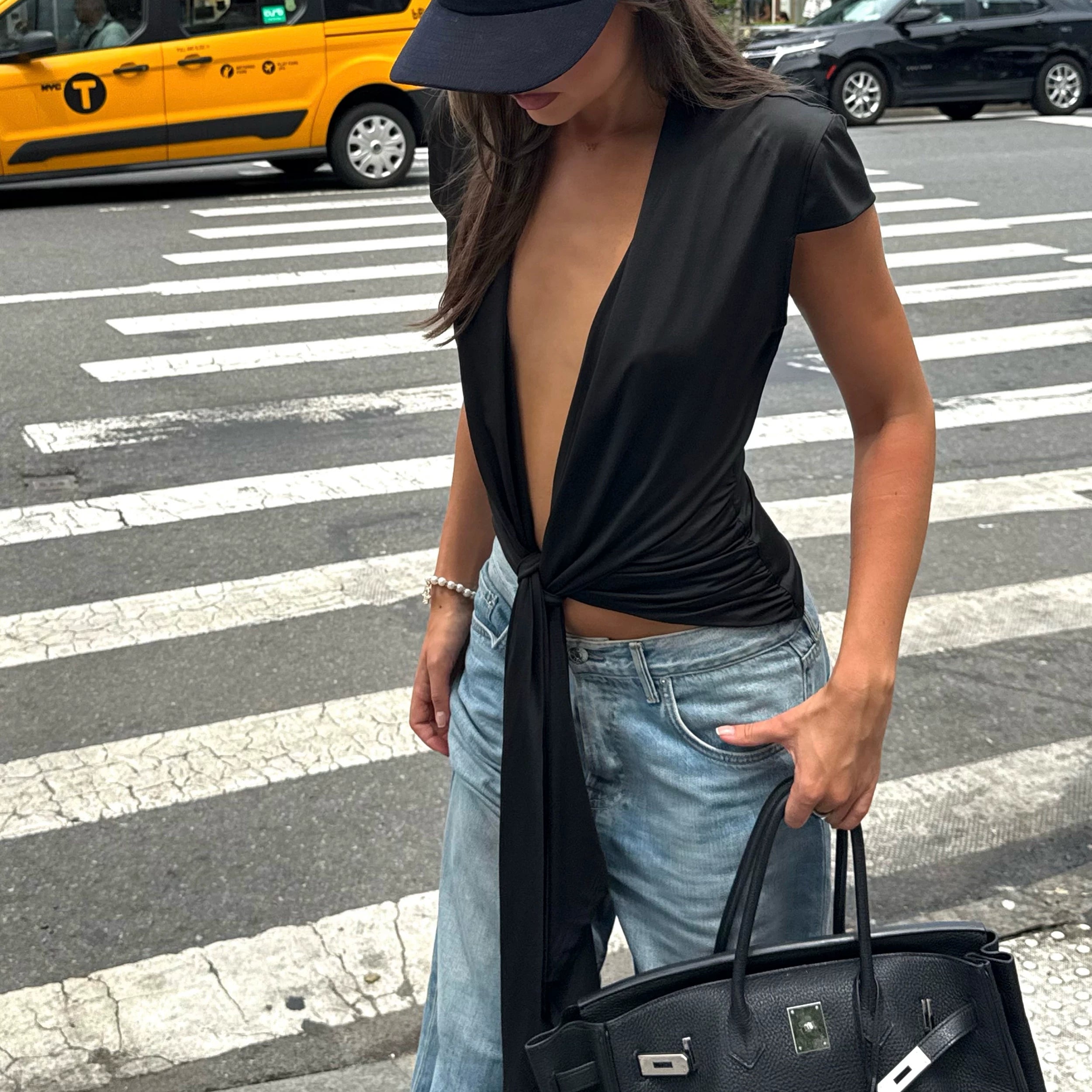 LaPose - Myra Plunging Tie-Front Top