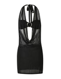 LaPose Nahomi Mesh Halter Mini Dress
