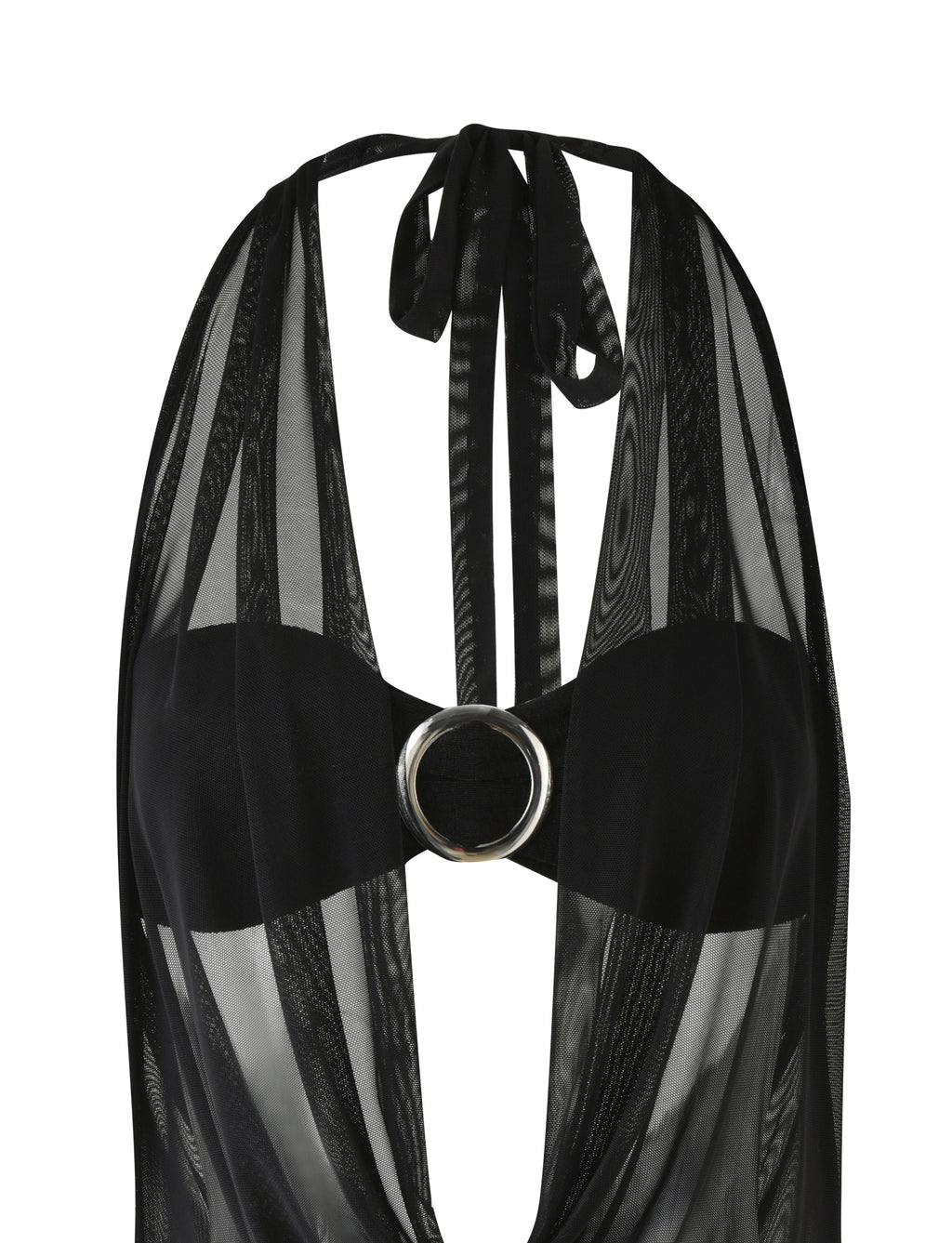 LaPose Nahomi Mesh Halter Mini Dress