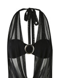 LaPose Nahomi Mesh Halter Mini Dress