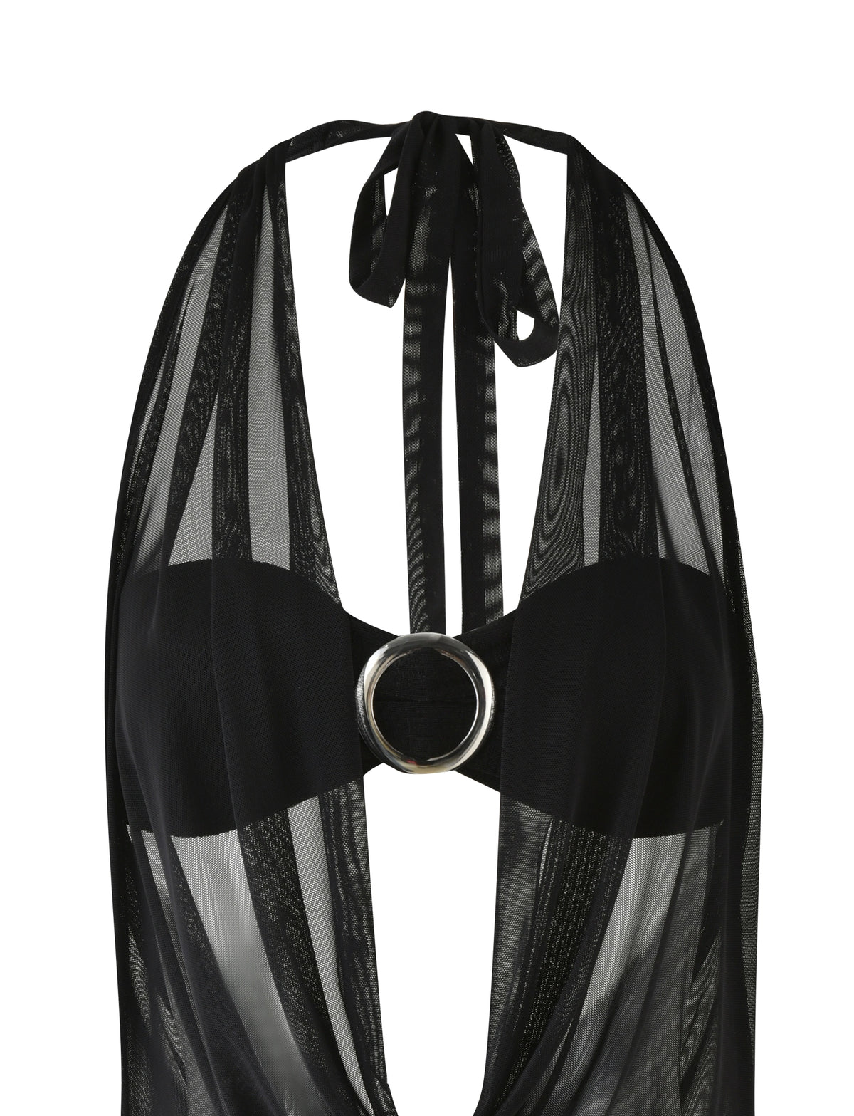 LaPose Nahomi Mesh Halter Mini Dress