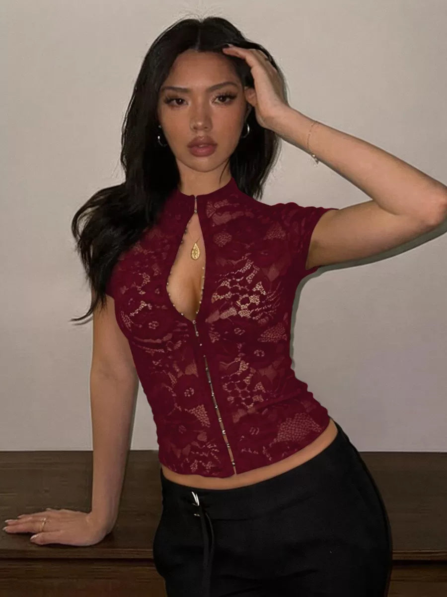 LaPose - Nainika Lace Hook-and-Eye Top