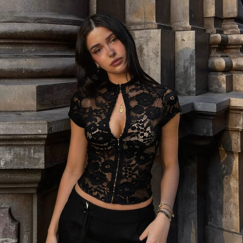 LaPose - Nainika Lace Hook-and-Eye Top