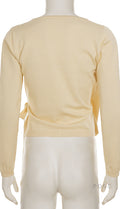 Nalayah V-Neck Tie Knit Top [YN1RG35H]
