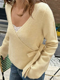 Nalayah V-Neck Tie Knit Top [80A03V4K]