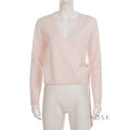 Nalayah V-Neck Tie Knit Top [69J8EYS1]