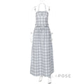 Nasra Halter Plaid Skirt Set [1ECD4HEK]