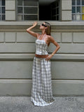 Nasra Halter Plaid Skirt Set [ZR5Q1WIM]