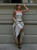 Nasra Halter Plaid Skirt Set [Q0PBFRB3]