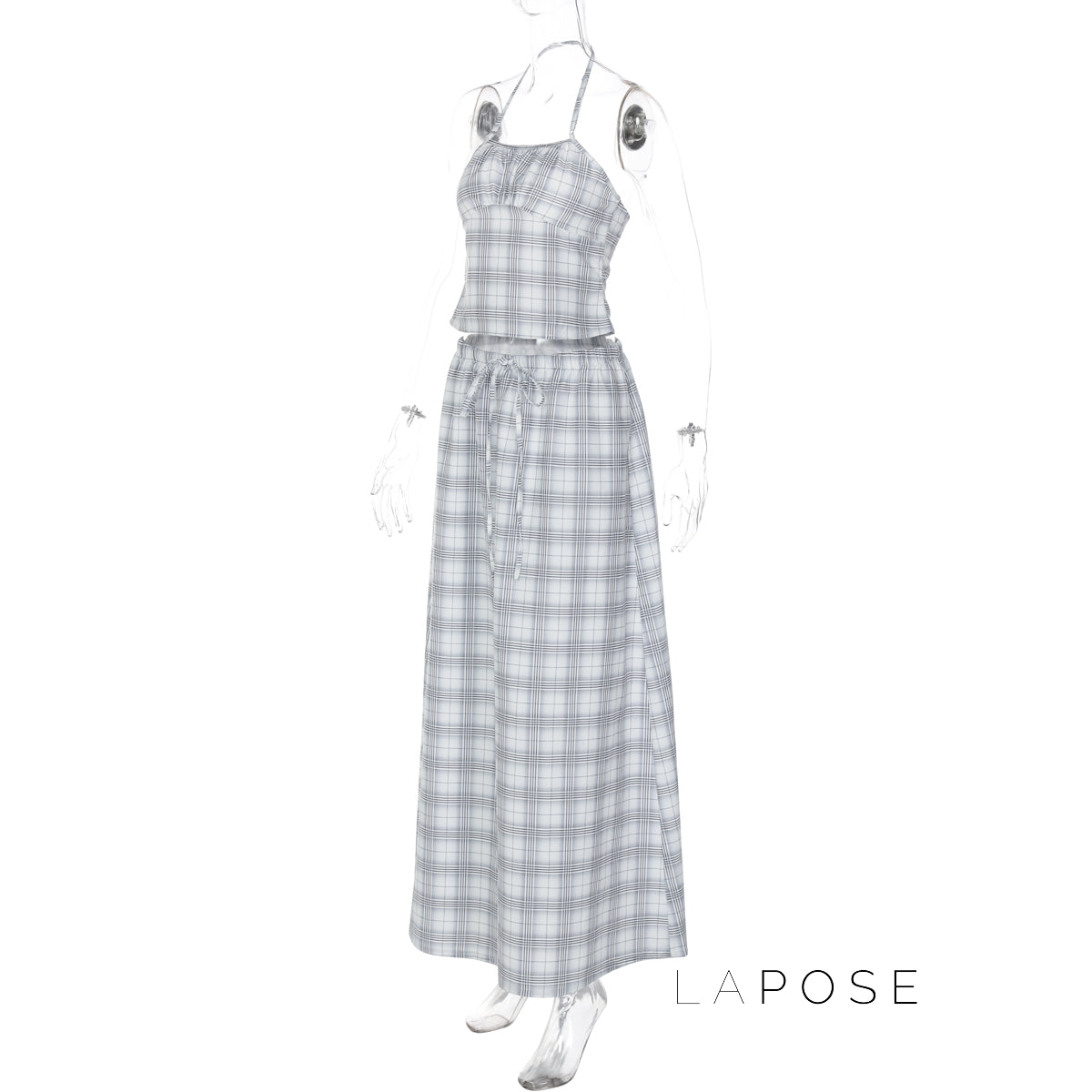 Nasra Halter Plaid Skirt Set [Q3VJ3YIT]