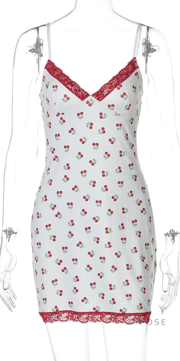 Nataleigh Cherry Lace Mini Dress [1XS4LYMB]